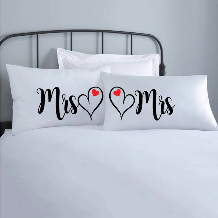 Personalized Mr and Mrs Pillowcases Wedding Gift Cotton