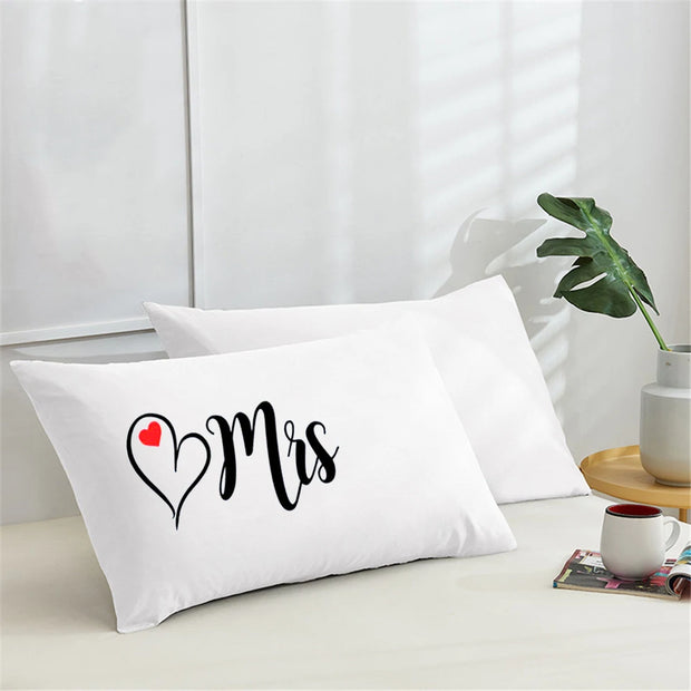 Personalized Mr and Mrs Pillowcases Wedding Gift Cotton