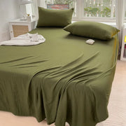 Simple Solid Color Olive Green Bed Sheet Set, Ultra-Soft Sheets