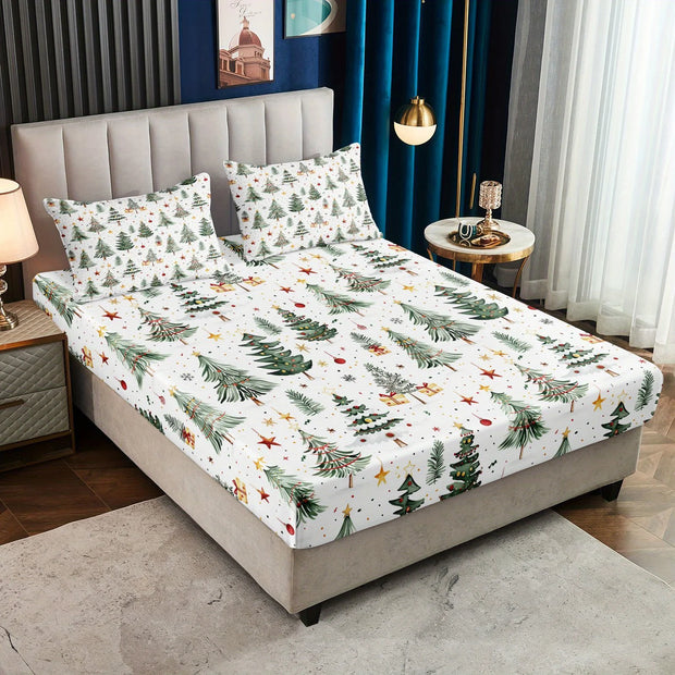 Fiber Polyester Christmas Tree Flashing Digital Bed Sheet Set, Soft, Comfortable, Bed, Eight Sizes