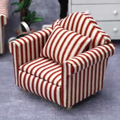 Mini Sofa Armchair Wooden Couch Toy Floral Sofa Throw Pillow House Furniture