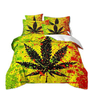 Psychedelic Weed Leaves Bedding set Green Duvet Cover