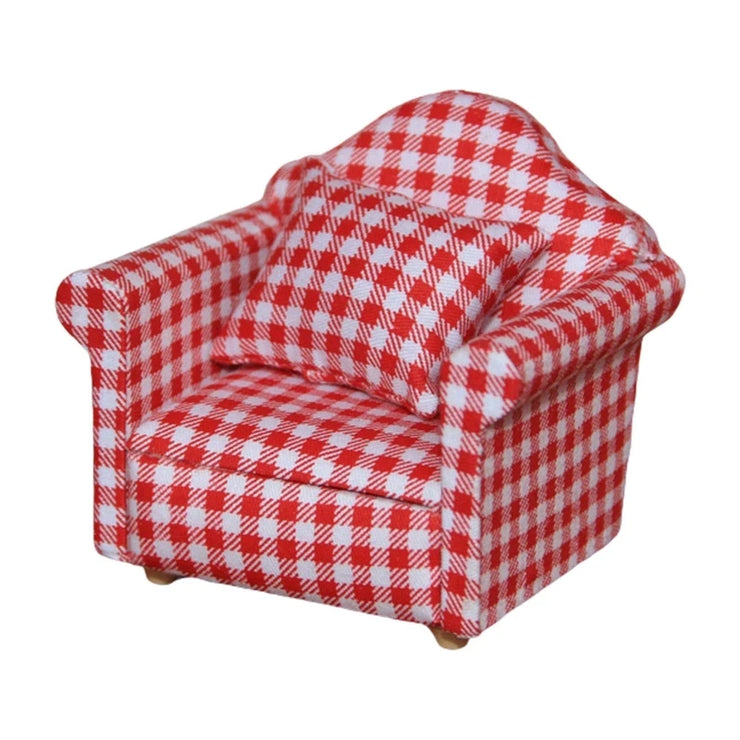 Mini Sofa Armchair Wooden Couch Toy Floral Sofa Throw Pillow House Furniture