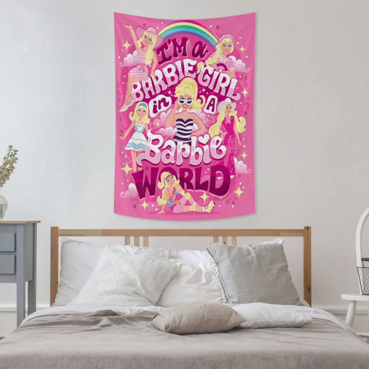 Barbie Hot Pink Tapestry  Room Décor Aesthetic Home Decoration Bedroom Wall Art