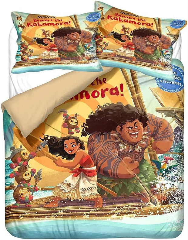 Anime Moana Maui Quilt Duvet Cover Disney Moana Bedding Set and Pillowcase