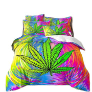 Psychedelic Weed Leaves Bedding set Green Duvet Cover