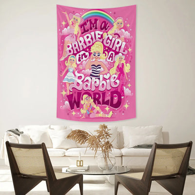 Barbie Hot Pink Tapestry  Room Décor Aesthetic Home Decoration Bedroom Wall Art