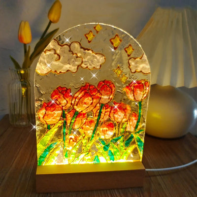 DIY Tulip Acrylic Led Desktop Bedside Lamp