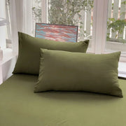 Simple Solid Color Olive Green Bed Sheet Set, Ultra-Soft Sheets