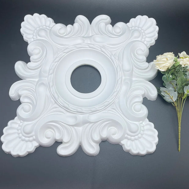 White PU Lamp Plate Imitation Plaster Chandelier Base Foam Plastic