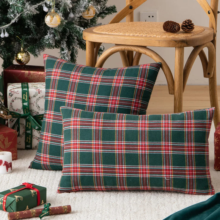 Living Room Sofa Christmas Red Plaid Pillow Case Modern Cushion Cover