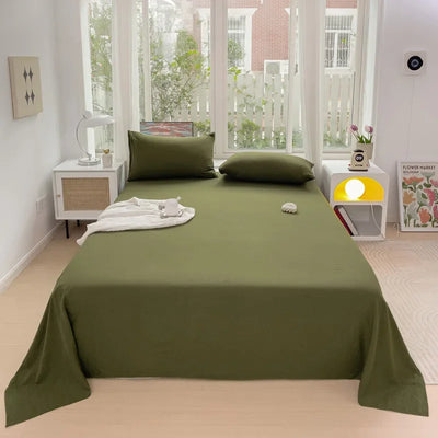 Simple Solid Color Olive Green Bed Sheet Set, Ultra-Soft Sheets