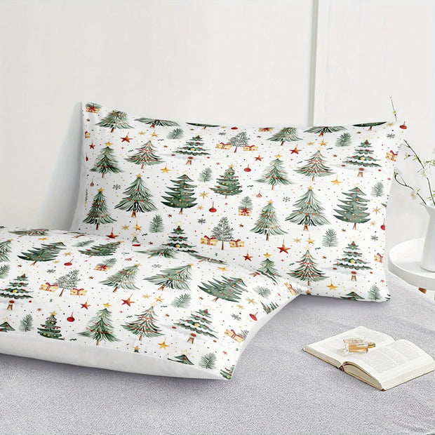 Fiber Polyester Christmas Tree Flashing Digital Bed Sheet Set, Soft, Comfortable, Bed, Eight Sizes