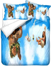 Anime Moana Maui Quilt Duvet Cover Disney Moana Bedding Set and Pillowcase