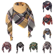 Cashmere Winter Scarf Women Knit Pashmina Bandana Plaid Ladies Blanket Shawls Clothes