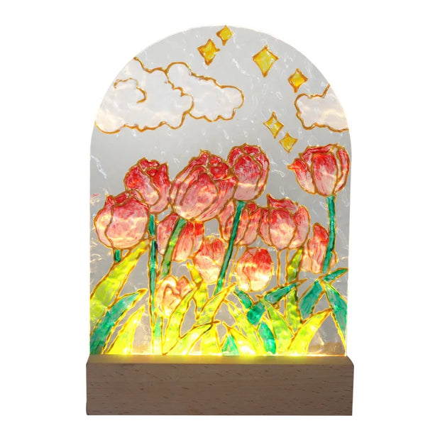 DIY Tulip Acrylic Led Desktop Bedside Lamp