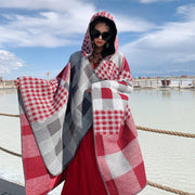 Fashion Imitation Cashmere Women Scarf Winter Boho Hooded Poncho Female Thick Wrap Blanket