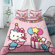 Duvet Cover Hello Kitty Cartoon Bedding Set Quilt Cover Bedroom Single Queen Size Children's Gift Bedroom Decoration