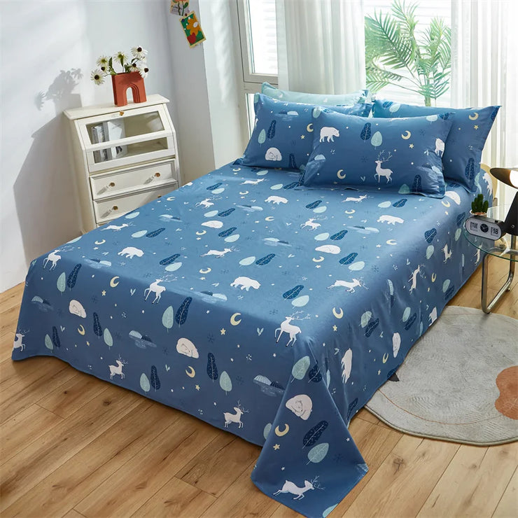 Cartoon Star Flat Sheet Twin Kawaii Yellow Stars Bed Sheet Set For Child Teen Room