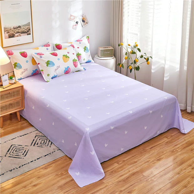 Cartoon Star Flat Sheet Twin Kawaii Yellow Stars Bed Sheet Set For Child Teen Room