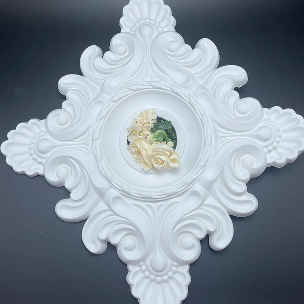 White PU Lamp Plate Imitation Plaster Chandelier Base Foam Plastic