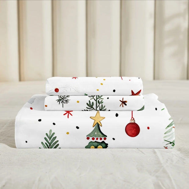 Fiber Polyester Christmas Tree Flashing Digital Bed Sheet Set, Soft, Comfortable, Bed, Eight Sizes