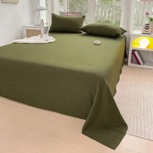 Simple Solid Color Olive Green Bed Sheet Set, Ultra-Soft Sheets