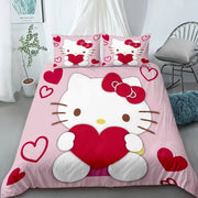 Duvet Cover Hello Kitty Cartoon Bedding Set Quilt Cover Bedroom Single Queen Size Children's Gift Bedroom Decoration