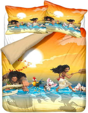 Anime Moana Maui Quilt Duvet Cover Disney Moana Bedding Set and Pillowcase