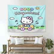 Cute Anime Sanrio Hello Kitty Kawaii Tapestry   Room Ornaments Decoration Bedroom Wall Décor