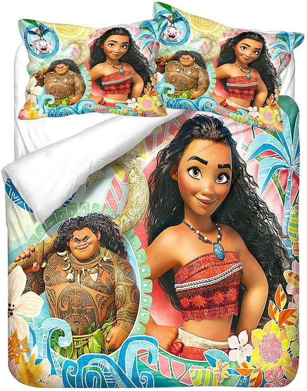 Anime Moana Maui Quilt Duvet Cover Disney Moana Bedding Set and Pillowcase